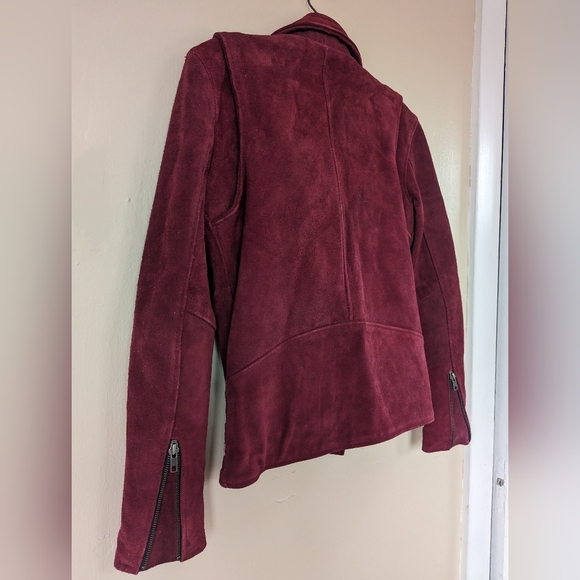 Free People x Understated 100% Leather Moto Jacket, Red/Wine/Burgundy (SIZE XS) - Picture 8 of 16
